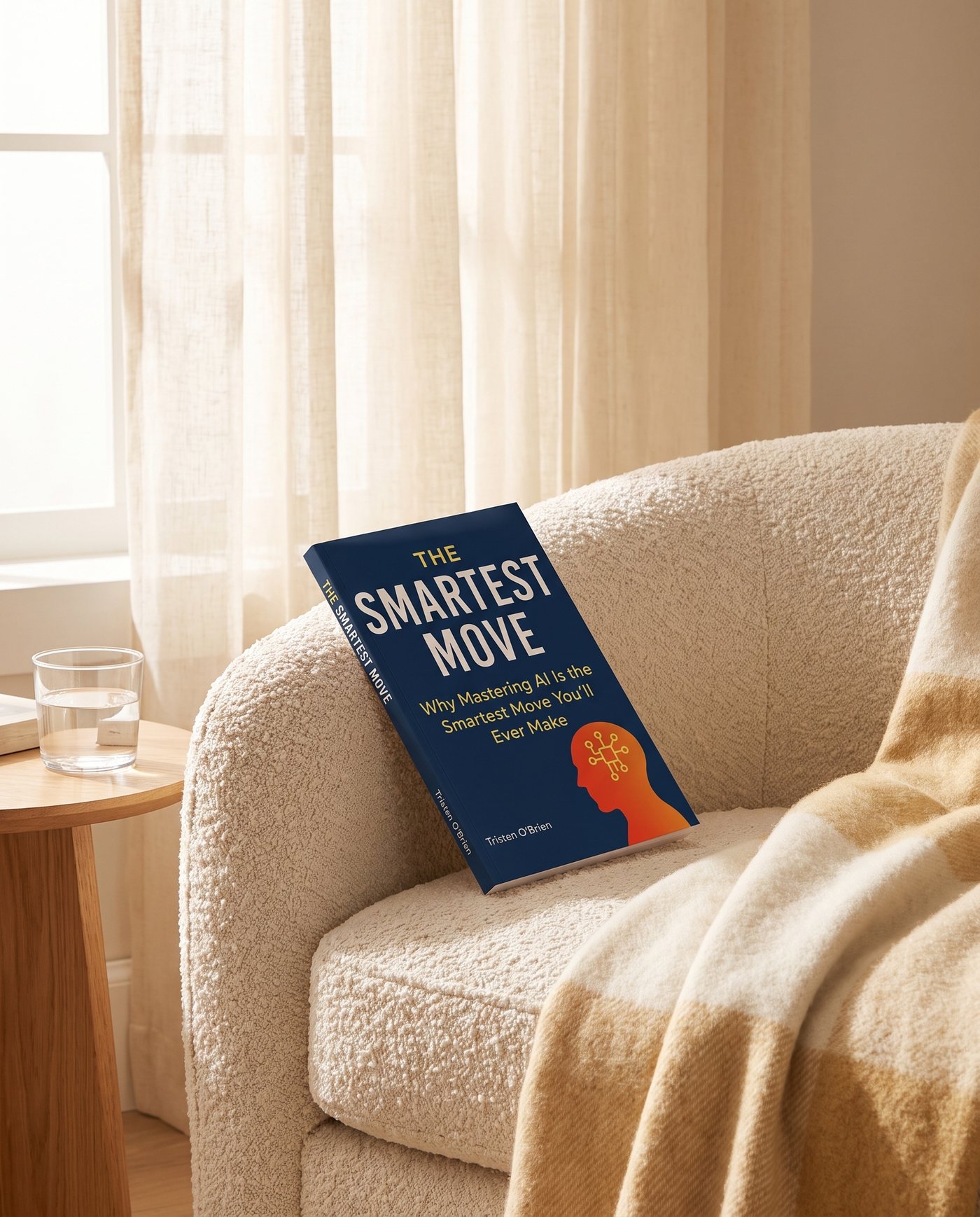 The Smartest Move resting on an armchair in afternoon light